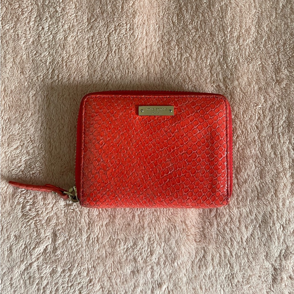Kate Spade Red Snakeskin Embossed Wallet